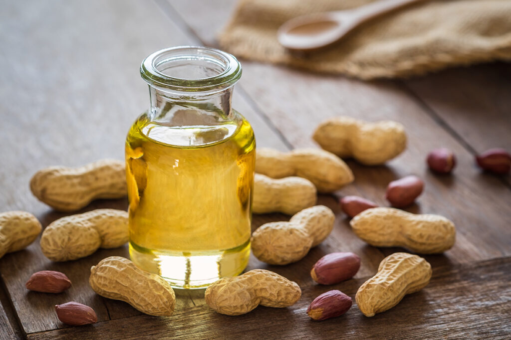 Peanuts and extracted peanut oil.